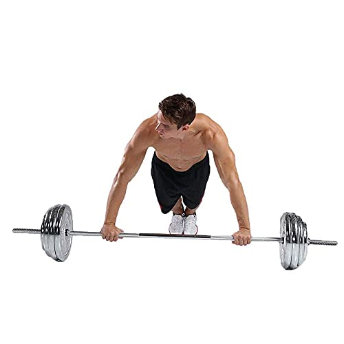 IFAST Barbell Weight Set 210 LBs Adjustable Chrome Cast Plates Squat Deadlift Home Gym - Men & Women