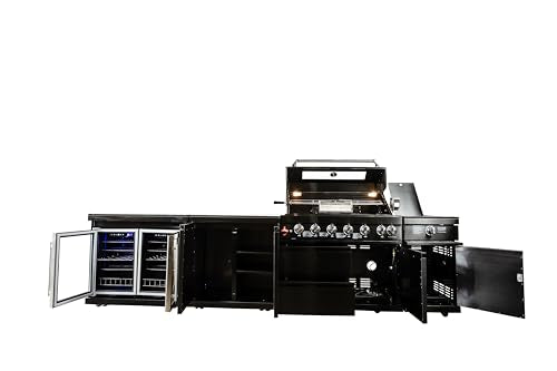 Luxuria Spas Flame Pro Series 6-Burner Four Piece Modular Kitchen Black