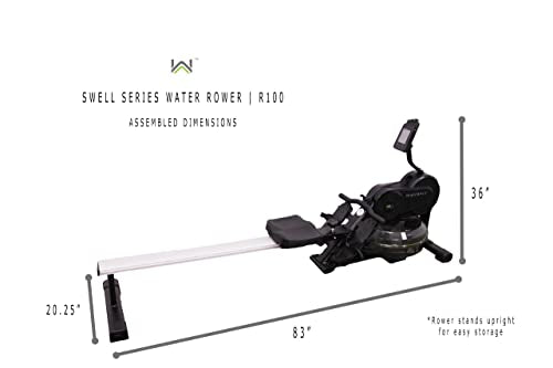 WaveFit Swell Series Water Rower R100 Indoor Rowing Machine with Bluetooth Connectivity, 300 lb Weight Capacity