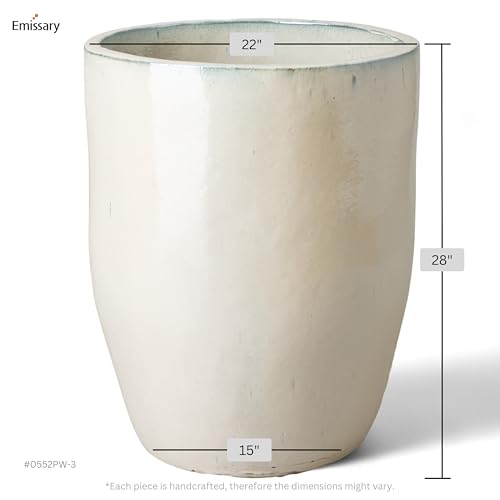 Emissary 22in Round Stoneware Planter Pearl White