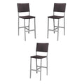 Home Square Wicker Patio Bar Side Armless Stool Set of 3 Espresso