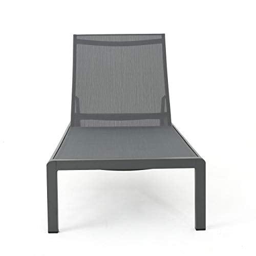 Christopher Knight Home Coral Bay Outdoor Aluminum Chaise Lounge Set, 4-Pcs, Grey/Dark Grey