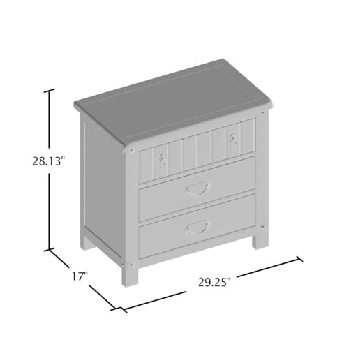BOWERY HILL Transitional 3-Drawer Wood Nightstand Weathered Brown Elm