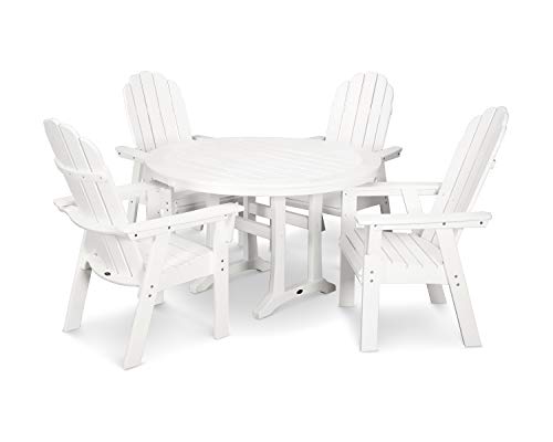 Polywood Vineyard Adirondack 5-Piece Nautical Trestle Dining Set White