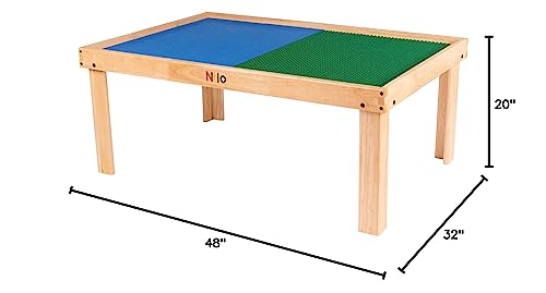 NILO N51N Kid's Play Table Lego-Compatible Educational Toy Board Brown/White