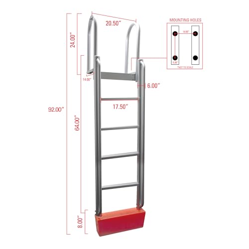 Extreme Max Floating Dock Ladder 5-Step Silver