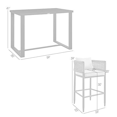 Armen Living Felicia Modern Outdoor Patio Bar Table and Stools Set, 5 Piece Black
