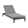 Armen Living Menorca Outdoor Patio Adjustable Chaise Lounge Chair Aluminum Cushions Dark Grey