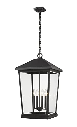 Z-Lite 4 Light Outdoor Chain Mount Ceiling Fixture Black