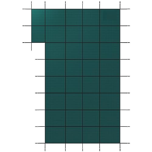 WACTO Rectangular Winter Pool Cover with Right Step, Triple Stitched Mesh, Fits 20x40 ft - Green
