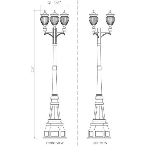 Z-Lite Davina 3 Light Post Light 116" Tall Black