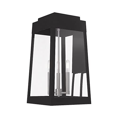 Livex Outdoor Wall Lantern 20" Three Light Satin Brass