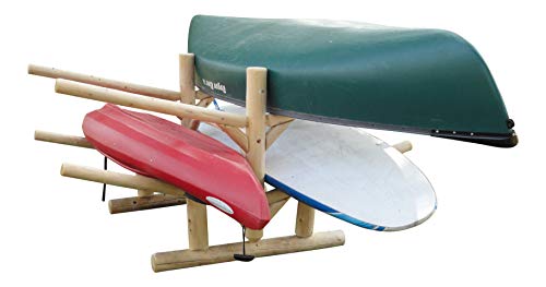 Log Kayak Rack Low 2 Canoe + 2 Kayak Rack Natural
