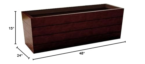 Generic Madera Tapered Rectangle Fiberglass Planter 48" x 15" x 24" Mahogany