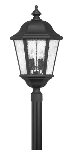 Hinkley Edgewater Large Post Top Outdoor Lantern - 4-Light, Aluminum, Clear Seedy Glass, Black Finish