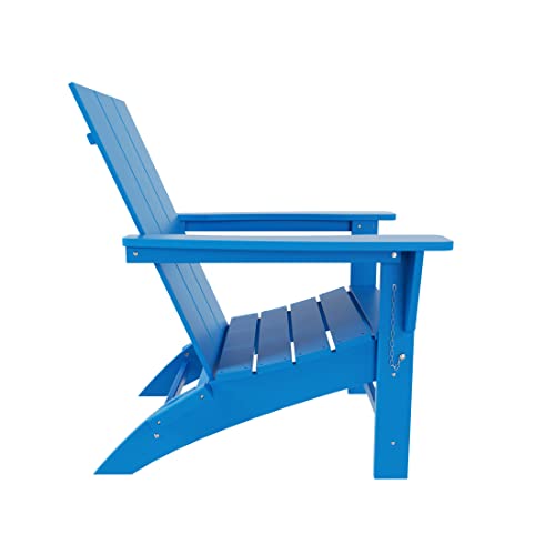 WestinTrends Ashore Modern Outdoor Folding Adirondack Chair Set of 4 Pacific Blue
