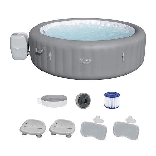 Bestway SaluSpa Grenada AirJet Inflatable Hot Tub with Non-Slip Seats and Padded Headrests, Gray