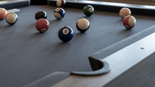 Chamberlain Game Tables Rocky Mountain Nights 7ft Pool Table with Benches and Dining Top Gray