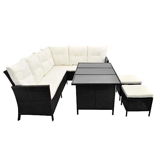 Xinxinxiang 4 Piece Outdoor Patio Furniture Set with Cushions Black