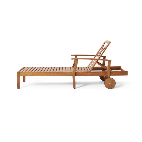 Christopher Knight Home Perla Outdoor Acacia Wood Adjustable Chaise Lounge Set of 4 Teak