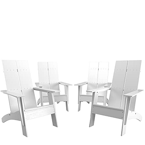 Taylor & Logan Brady Dual Slat Poly Resin Adirondack Chair Set of 4 White