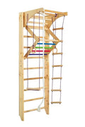 Generic Wooden Sport Ladder Set - Swedish Ladder w/Pull Up Bar, Rope Attachments, Monkey Triangle - Wall Stall Bars (Adjustable Pull Up Bar)