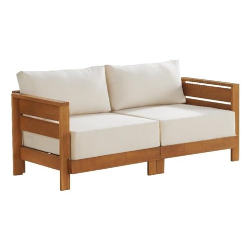 Alaterre Furniture Outdoor Loveseat Brown - Weather-Resistant 2-Person Couch with Stain-Resistant Cushions