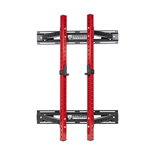 Signature Fitness Wall Mounted Fold-in Power Cage Squat Rack Red