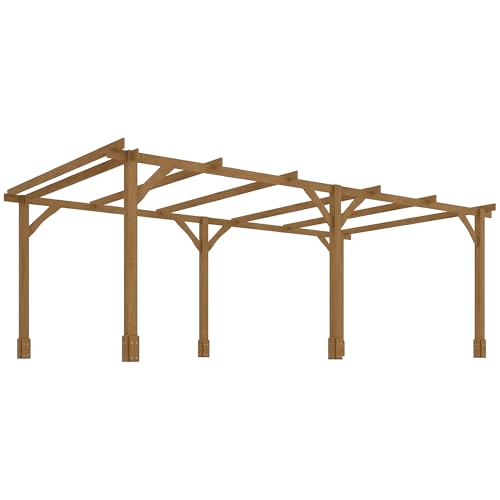 Outsunny 20' x 10' Outdoor Pergola Wood Gazebo Dark Brown