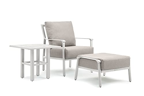 Winston Aspen 3 Piece Seating Set with Lounge Chair, Ottoman, Merge Side Table Coastal Mist