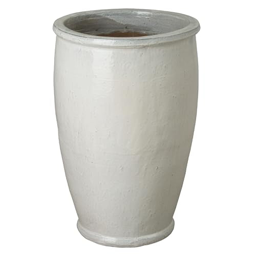 Emissary 18" Distressed White Stoneware Round Planter