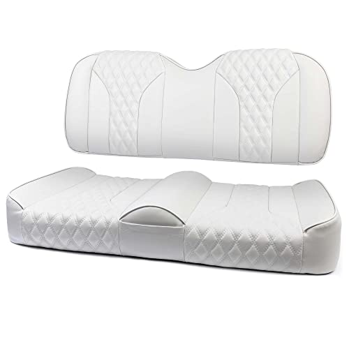 MODZ® FS2 Custom Golf Cart Front Seat for Club Car Precedent/Onward/Tempo - [2004-Up] - White Base - Double Diamond Pattern