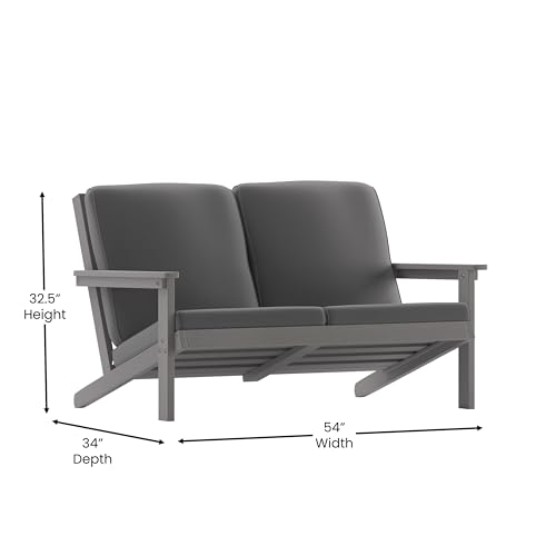 Flash Furniture Charlestown Adirondack Loveseat with Cushions Gray
