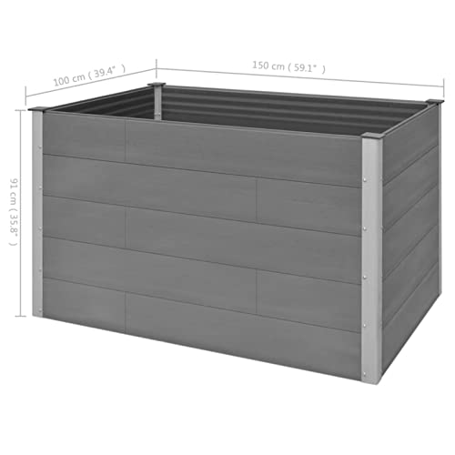 ZEYUAN Garden Raised Bed Planter Box 59.1"x39.4"x35.8" Gray