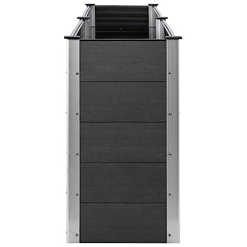 Garden Raised Bed WPC 78.7"x39.4"x35.8" Gray & Self-Watering Ceramic Flower Pot White/Black/Other
