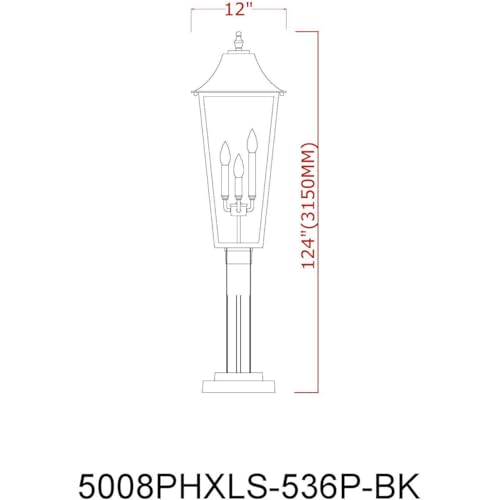 Z-Lite Gannon 3 Light 124" Tall Post Light Black