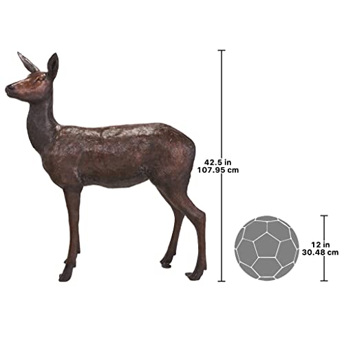 Design Toscano Standing Doe Deer Cast Bronze Garden Statue Brown