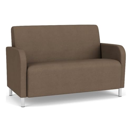 Lesro Siena Lounge Loveseat Brushed Steel Legs Castillo Brown