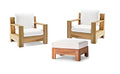 WholesaleTeak Canberra 3 Pc Lounge Chair Set with Cushions in Canvas White