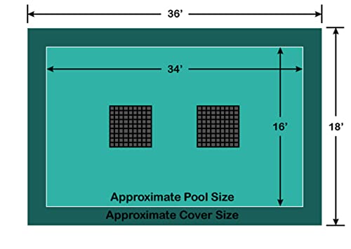 Loop-Loc Ultra-Loc III Pool Safety Cover 16' x 34' Rectangle with Drain Panels Green