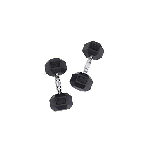 Body-Solid Rubber Hex Dumbbell Set 5-50 lbs Black