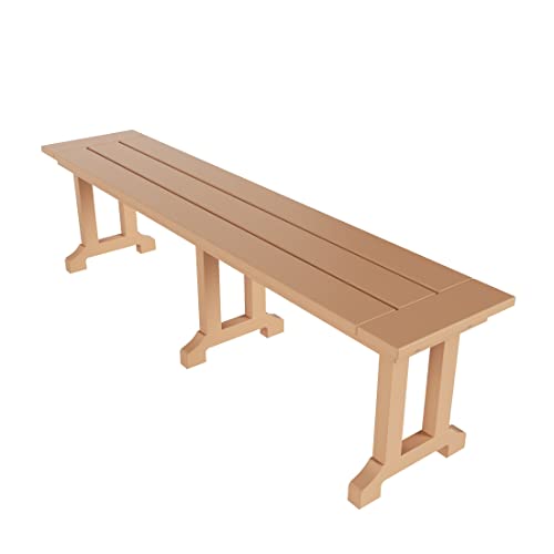 WO WESTIN OUTDOOR 4-Piece Adirondack Dining Chair Set with Table and Bench, Weather Resistant HDPE, Teak