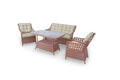 Angora Shira Rattan Outdoor Furniture Set with Glass Table and Armchairs Brown