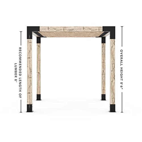 TOJAGRID Pergola Kit for 6x6 Wood Posts with KNECT 2x6 Top Rafter Brackets Black