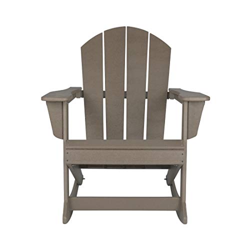 WO WESTIN OUTDOOR Classic Patio Rocking Chair Set of 4 PCS Weathered Wood