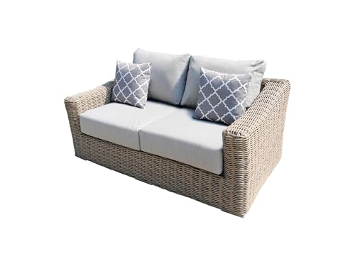 Teva Furniture Tulum Two-Tone Loveseat Beige Silver Cushions