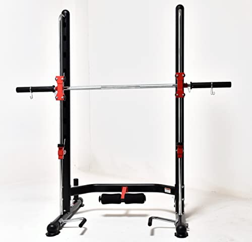 MiM USA Compact Smith Machine and Squat Rack Pro Black and Red