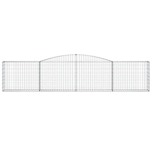Arched Gabion Baskets 2 pcs 157.5"x11.8"x31.5"/39.4" Galvanized Iron for Outdoor Plants White Black