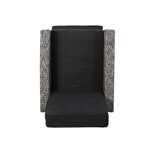 Christopher Knight Home Murdock Outdoor Recliner with Cushion Wicker Mixed Black/Dark Gray Set of 2