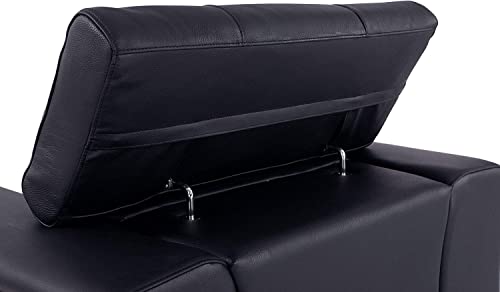 Blackjack Furniture Gianni Italian Leather Sofa with Adjustable Headrests Black